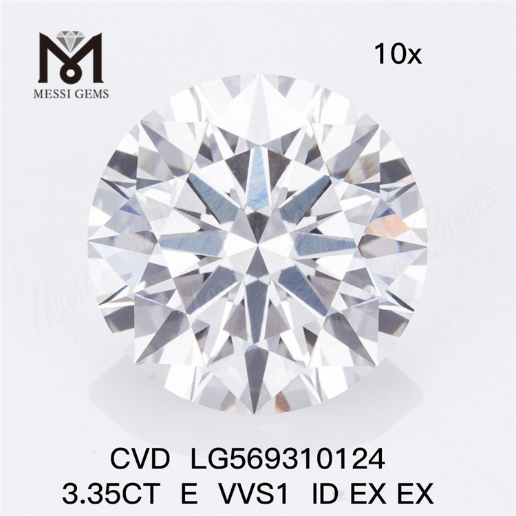 3.35CT E VVS1 ID EX EX Diamantes certificados cultivados en laboratorio