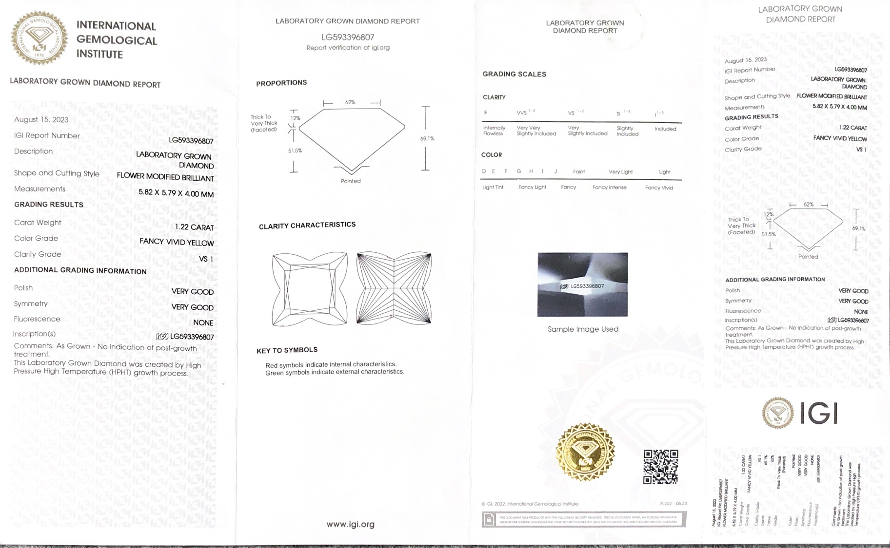 3.13ct vs1 Flor amarilla CVD de diamantes con cultivo suelto LG608378285 