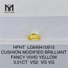 3.01ct cojín elegante amarillo vívido vs2 diamones hechos hpht lg649410915 