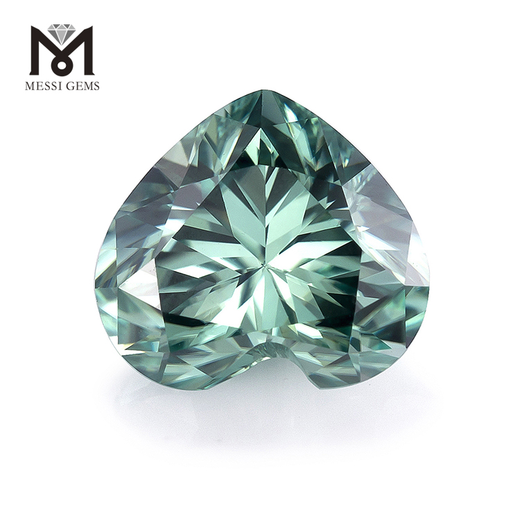 Piedras preciosas sueltas de 7x7mm, piedra moissanita de colores, moissanita verde azul para hacer anillos en forma de corazón