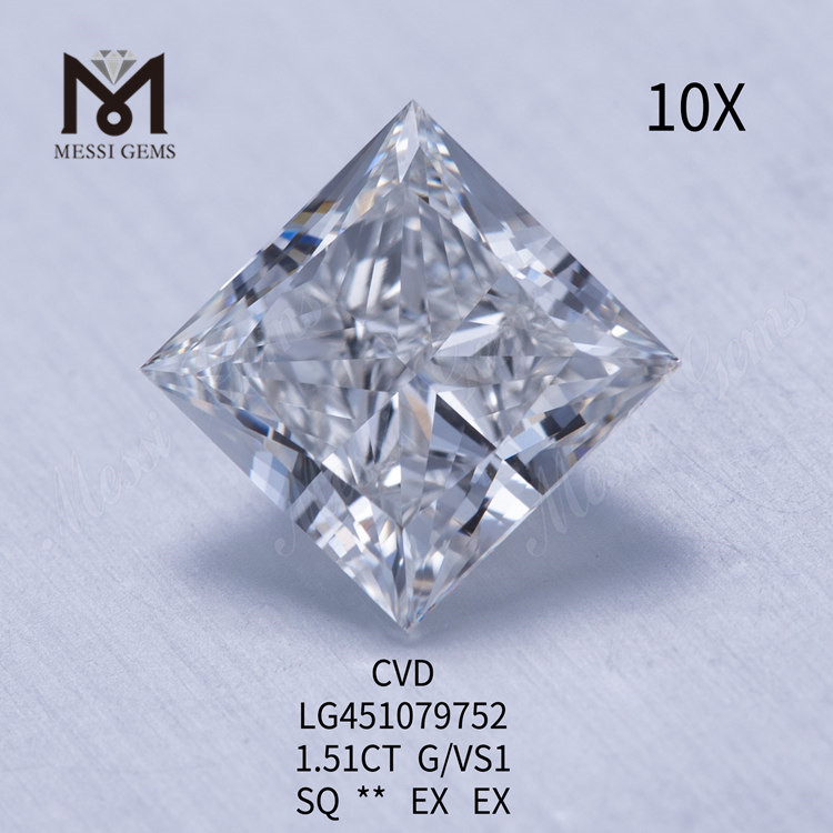 1,51 quilates G VS1 HPHT PRINCESS CVD diamantes cultivados en laboratorio