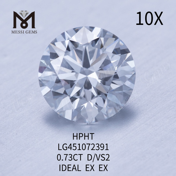 0,73 quilates D VS2 RD Diamantes de laboratorio de grado de corte IDEAL HPHT