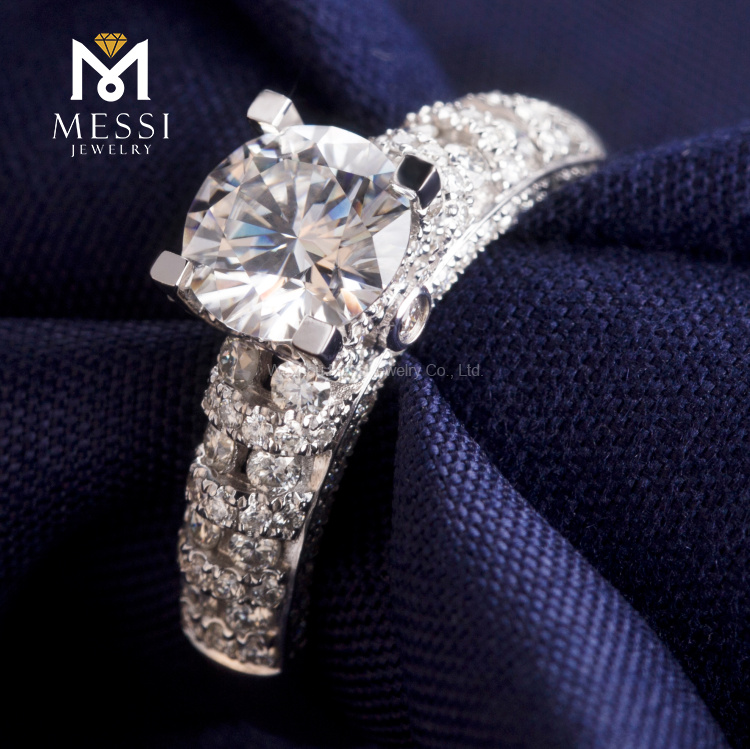 Anillo de boda de oro blanco de 1 quilate moissanite oro moda