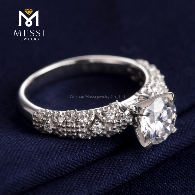 1 quilate oro blanco 14K 18K último anillo de oro moissanite de boda para mujer