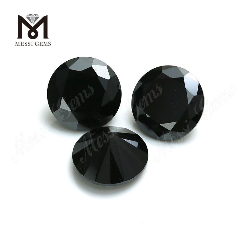 Piedra de circonita cúbica balck de alta calidad a precio de fábrica, piedra preciosa suelta CZ de corte redondo