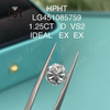 Diamantes de laboratorio HPHT 1.25ct D VS2 RD BRILLANTE