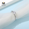 Anillos de moda chapados en oro blanco de 1 ct, joyería para mujer, anillo de plata de ley 925