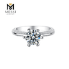 Regalo de Navidad solitario moissanite mujer anillo joyería 14k chapado en oro 925 anillos de plata