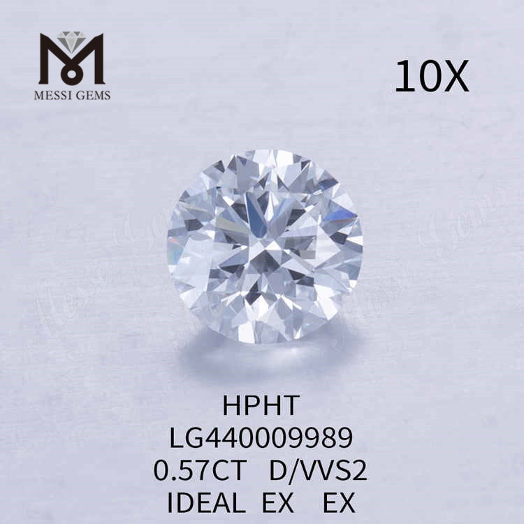 0.57CT D/VVS2 Diamante redondo cultivado en laboratorio Diamante HPHT IDEAL al por mayor
