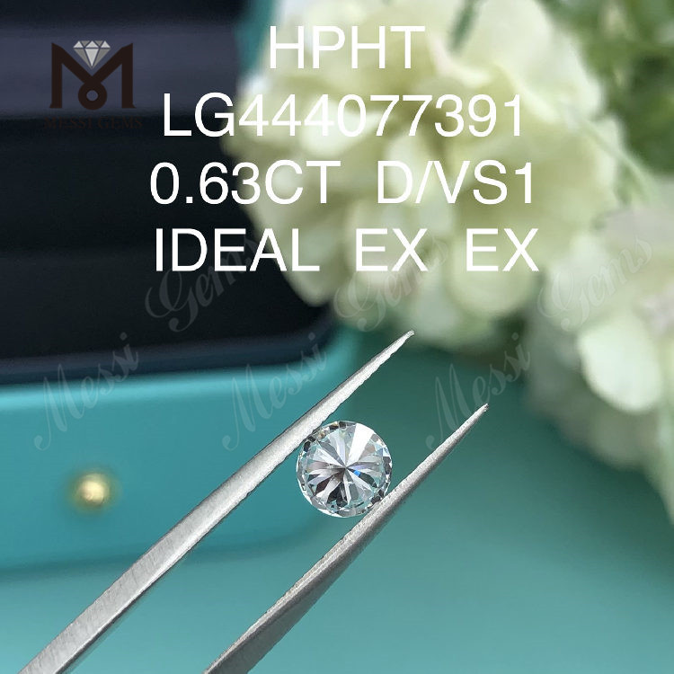 Diamante de crecimiento de laboratorio de grado de corte IDEAL redondo D VS1 de 0,63 quilates