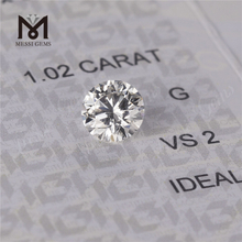 Diamante de laboratorio de talla redonda de color G de 1,02 ct Diamante sintético VS2