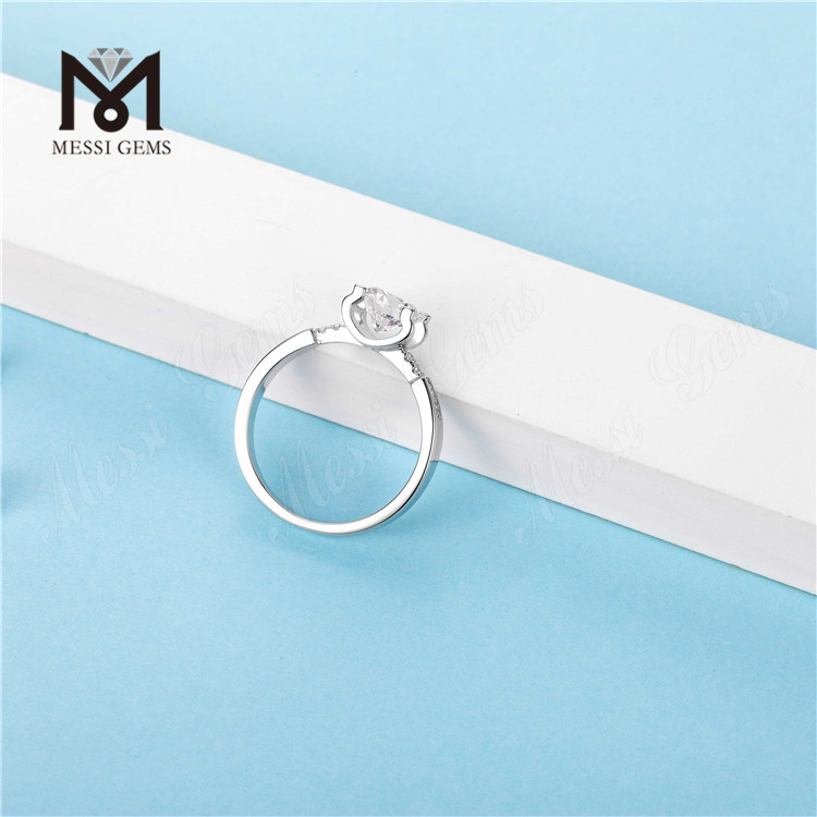 Fabricante de anillos de precio de fábrica de Wuzhou Anillo de plata de ley 925 Anillo de diamante de moissanita de 1 quilate