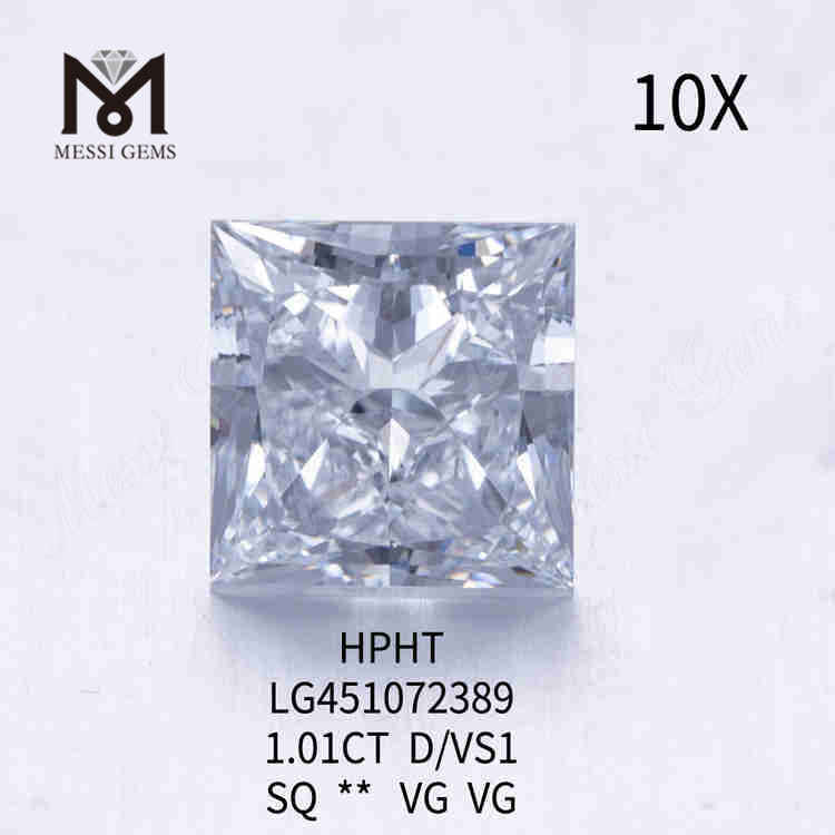 1.01CT D/VS1 Diamantes sintéticos cuadrados en venta VG