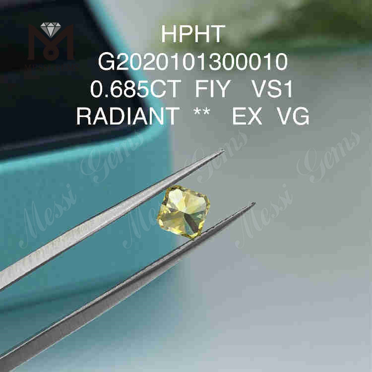 Diamante cultivado en laboratorio de corte radiante FVY de 0,685 ct VG