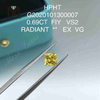 Diamantes cultivados en laboratorio de color amarillo fantasía de 0,69 ct FIY VS1 Corte radiante 
