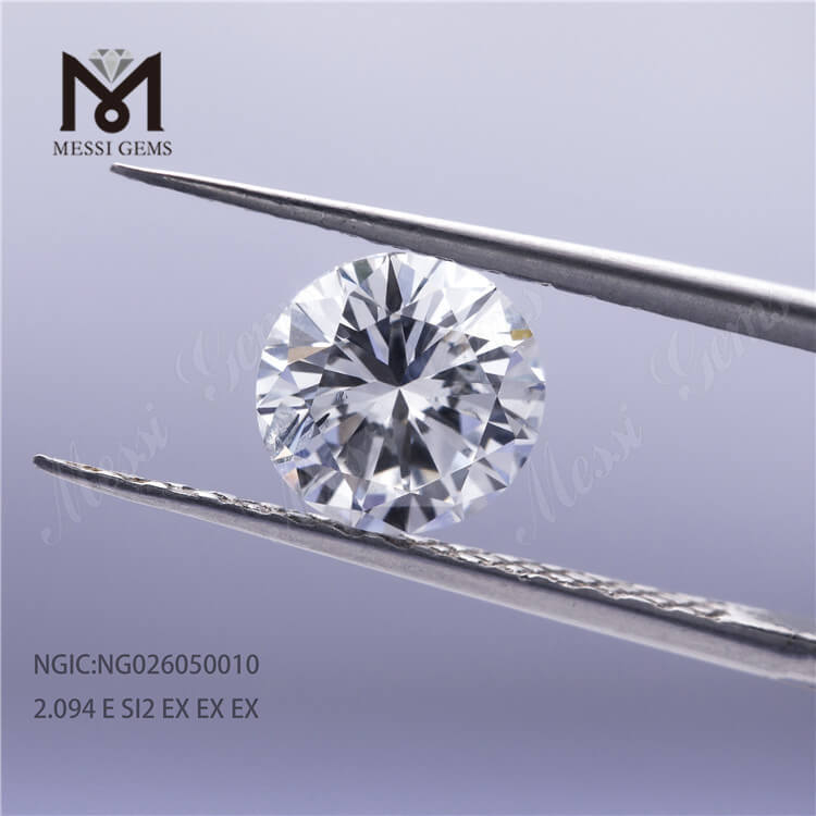 Certificado HPHT CVD NGIC de corte redondo de diamantes cultivados en laboratorio de 2.09ct E SI2