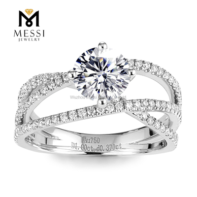 anillo de bodas de diamantes cultivados en laboratorio sólido de oro de 14k torcido para mujeres diseños más nuevos