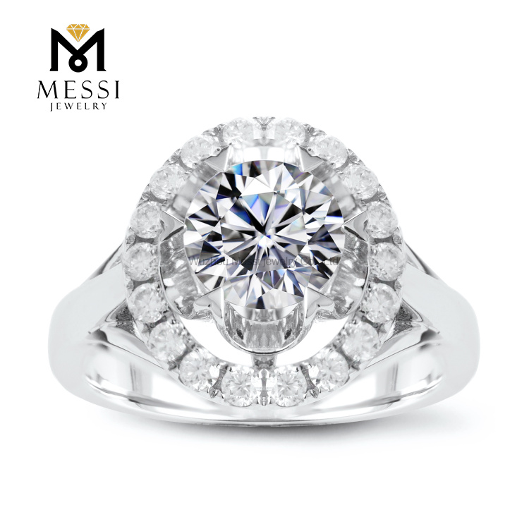 1Carat VVS DEF diamante blanco flor 14k 18k oro blanco compromiso boda laboratorio anillo de diamantes