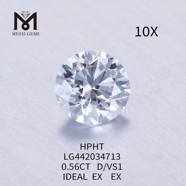 0.56CT D/VS1 corte redondo costo de diamantes creados en laboratorio IDEAL EX EX