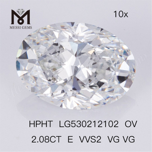 2.08ct Diamante cultivado en laboratorio Diamante sintético HPHT de color E ovalado