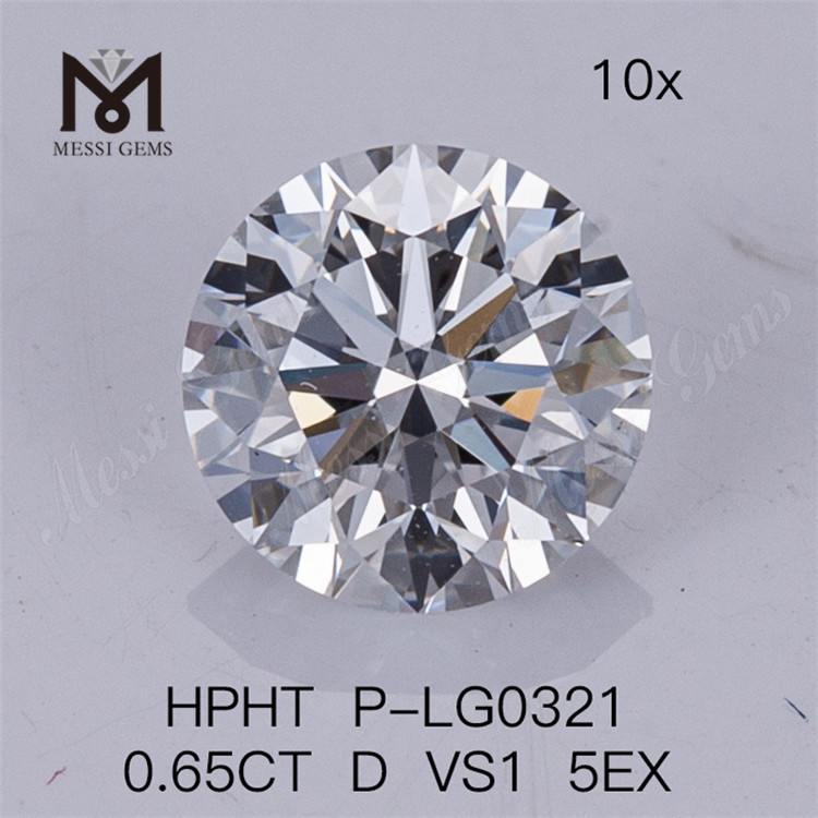 Diamante de laboratorio HPHT de 0,65 quilates D VS1 5EX Diamantes cultivados en laboratorio