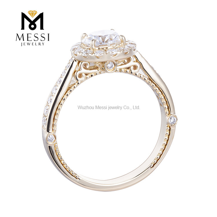 oro blanco amarillo 14K 18K oro forma de flor moda HPHT Lab Craeted Diamond Ring