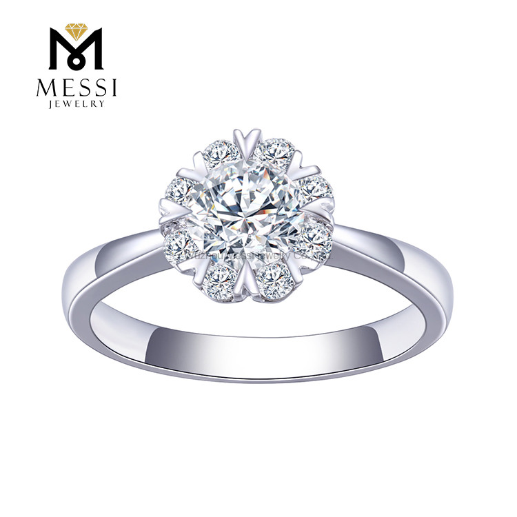 Oro blanco de 18k 0.56ct D VVS2 anillo de diamantes de laboratorio platino boda anillo de diamantes hecho por el hombre