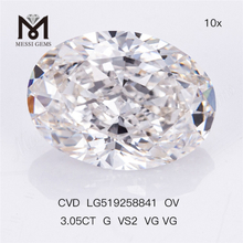 3.05ct G VS2 VG VG CVD Diamantes de laboratorio Certificado IGI OVALADO