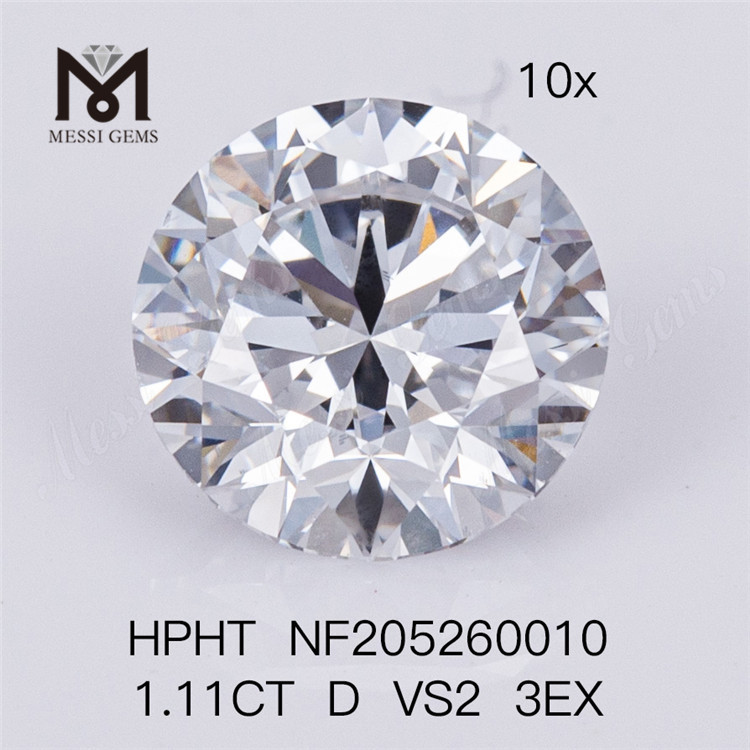 1.11CT D color VS2 claridad 3EX diamantes redondos sintéticos de talla brillante cultivados en laboratorio sueltos