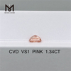 Diamante cvd de corte radiante de diamantes hechos por el hombre sueltos de color rosa elegante de 1,34 quilates a la venta