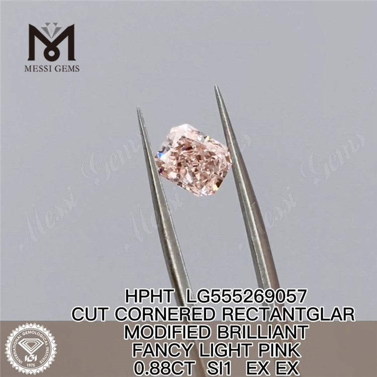 0.88CT RECTANTGLAR FANCY LIGHT PINK SI1 EX EX HPHT diamante cultivado en laboratorio LG555269057