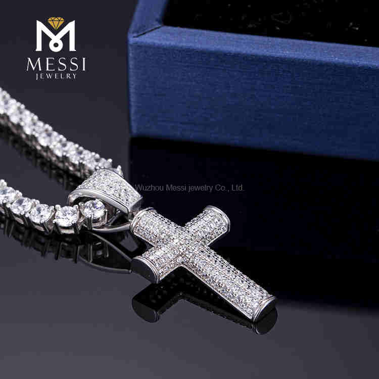 Colgante clásico de hip hop, collar cruzado de latón/cobre/plata para padre