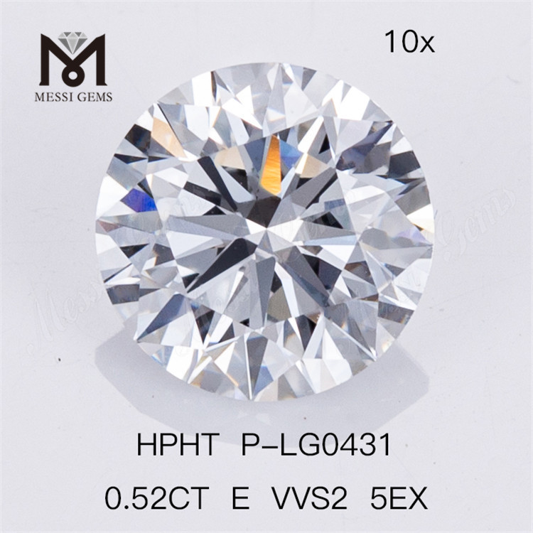 0.52CT E VVS2 5EX Diamante artificial Redondo HPHT Diamante cultivado en laboratorio
