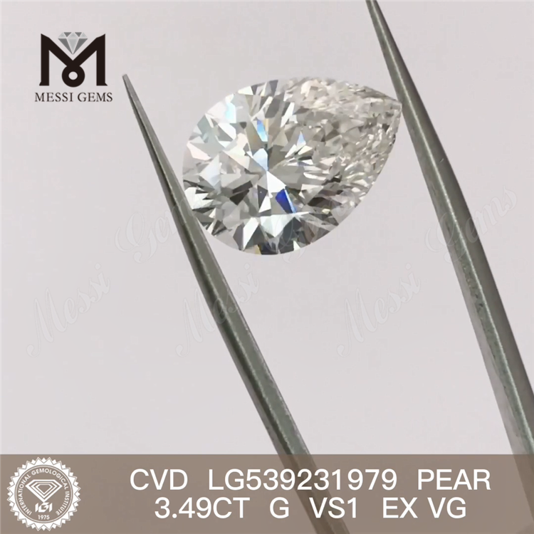 Precio de diamante de laboratorio de 3.49CT Forma de pera G VS Precio al por mayor de diamantes de laboratorio