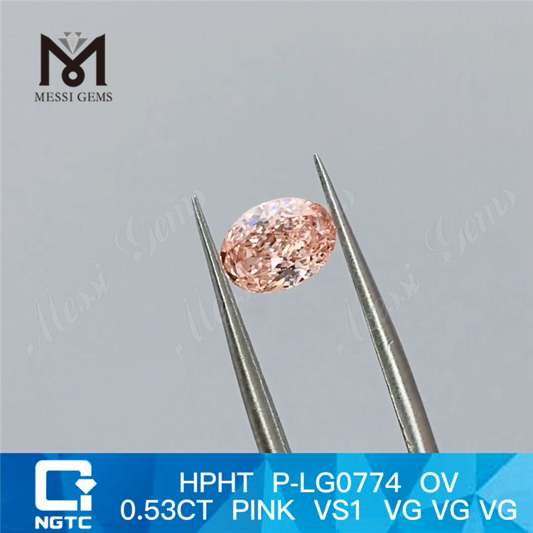 HPHT P-LG0774 OV 0.53CT PINK VS1 VG VG VG diamante cultivado en laboratorio