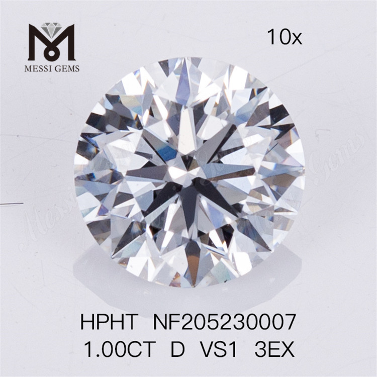 1ct D VS1 3EX Diamante redondo cultivado en laboratorio HPHT
