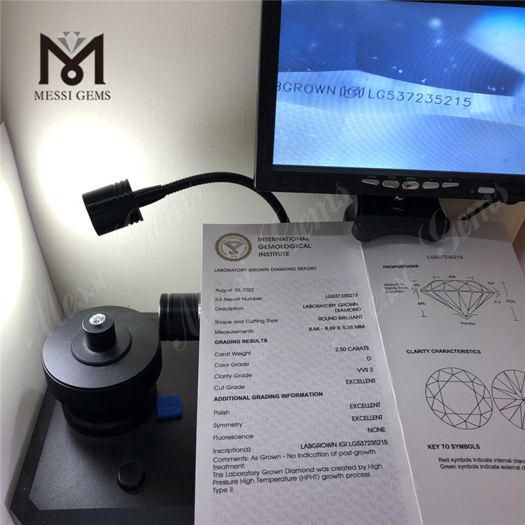 2.5CT D VVS HPHT diamantes forma redonda diamante HPHT suelto precio al por mayor