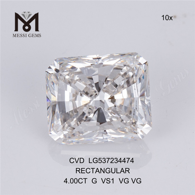 Diamante de laboratorio suelto blanco RECTANGULAR de 4 quilates G Diamante sintético grande de 4 quilates orice al por mayor