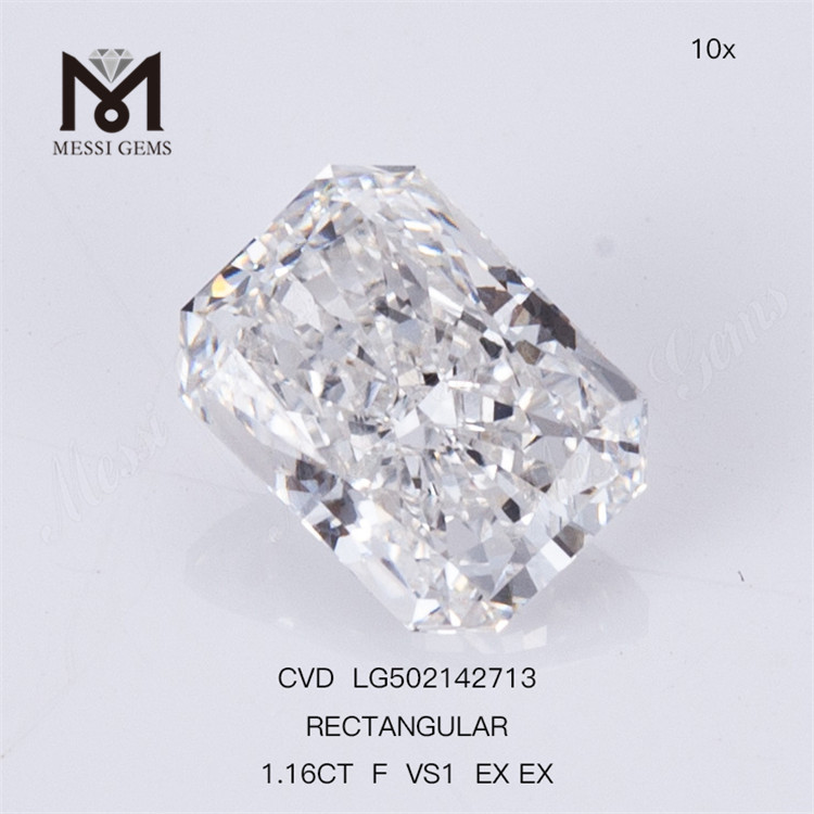 Certificado IGI de diamante cultivado en laboratorio F VS1 EX EX CVD de corte RECTANGULAR de 1,16 quilates