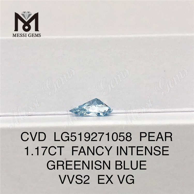 1.17CT FANCY VERDE INTENSO AZUL VVS2 EX VG PERA diamante cultivado en laboratorio CVD LG519271058