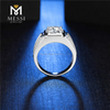 Anillos de plata chapados en oro blanco de 14 quilates y 18 quilates Anillo de moissanita de 9 mm y 3 quilates para hombre