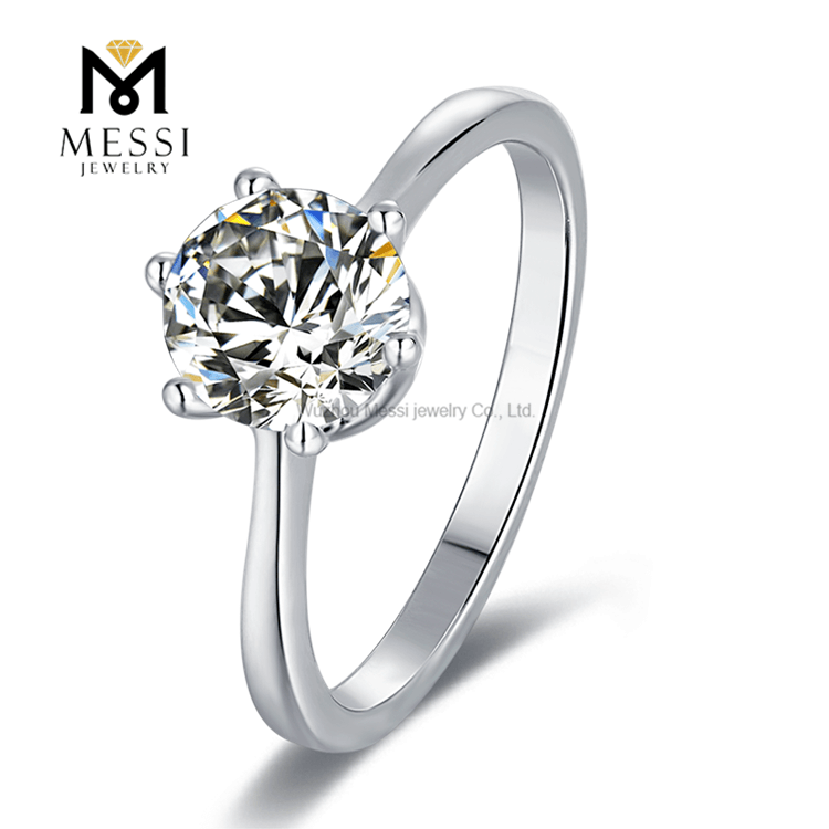 Estilo de moda al por mayor Anillo de plata Moissanite Stone Jewelry