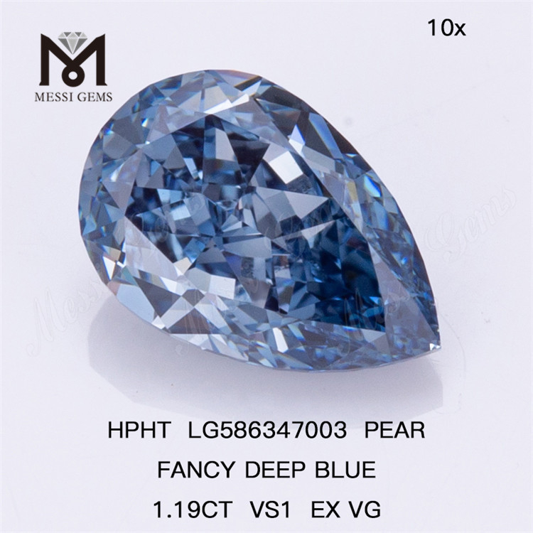 1.19CT VS1 PERA FANCY AZUL PROFUNDO EX VG HPHT Costo de diamante azul Hpht LG586347003