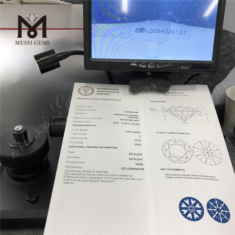 4.29CT D VVS2 ID EX EX 4ct diamantes cvd a la venta LG594324183 丨Messigems