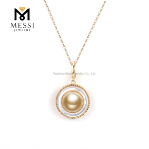 Collar de perlas doradas de los Mares del Sur S925 de 10-11mm Lujoso
