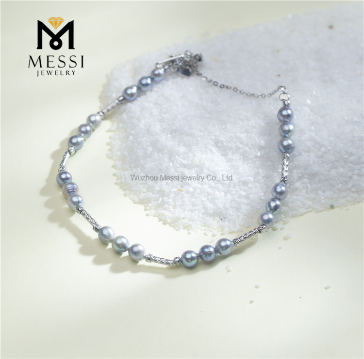 Pulseras de perlas Akoya S925 de 4-5 mm para mujer