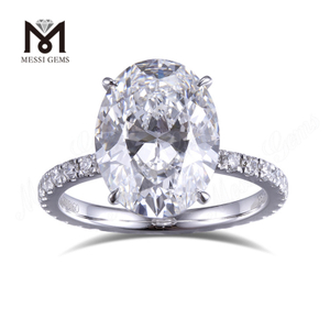 Anillos de compromiso ovalados de 3,11 quilates Anillo de diamantes cultivados en laboratorio de oro blanco de 18 quilates de 2 g