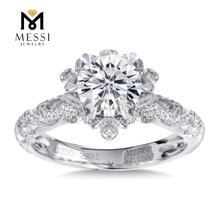 Anillo de compromiso de boda de joyería de oro de 14k y 18k para anillo de diamantes de halo de mujer
