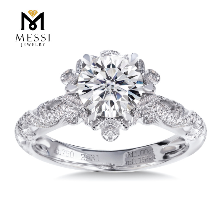 Anillo de compromiso de boda de joyería de oro de 14k y 18k para anillo de diamantes de halo de mujer