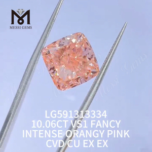 10.06CT VS1 FANCY ROSA NARANJA INTENSO CVD CU EX EX Diamante rosa hecho por el hombre